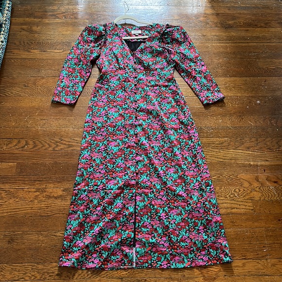 J.Crew Collection Drapey Puff-Sleeve Dress in Ratti Red Blooms - Picture 5 of 15